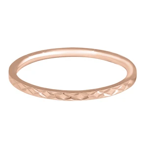 Troli Pozlacený minimalistický prsten z oceli s jemným vzorem Rose Gold 55 mm