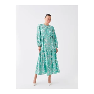 LC Waikiki Large Collar Patterned Long Sleeve Women's Dress