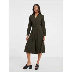 Khaki dámské košilové midišaty ONLY Martina - Dámské