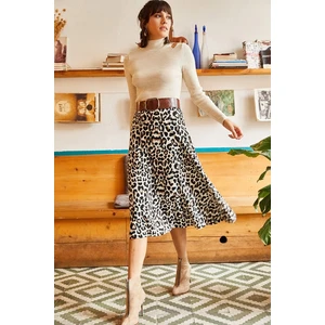 Olalook Women's Black Mink Suede Textured A-Line Skirt With Elastic Waist