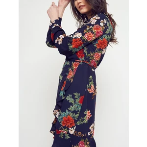 Navy blue floral cape with flounces Yups