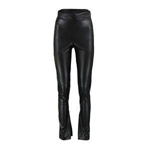 Trendyol Black Slit Detailed Faux Leather Knitted Leggings