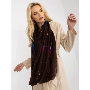 Women's brown scarf with print