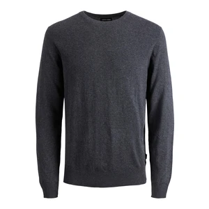 Jack&Jones PLUS Pánský svetr JJEEMIL 12217825 Dark Grey Melange 4XL