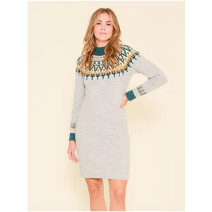 Green-grey patterned sweater dress with mixed wool Brakeburn - Women