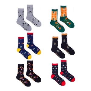 Yoclub Kids's Boys' Cotton Socks Patterns Colors 6-Pack SKA-0006C-AA00-004