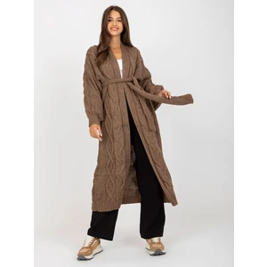 Oversize long cardigan RUE PARIS brown color