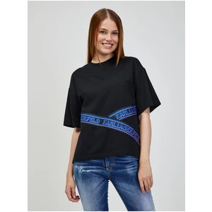Černé dámské oversize tričko KARL LAGERFELD - Dámské