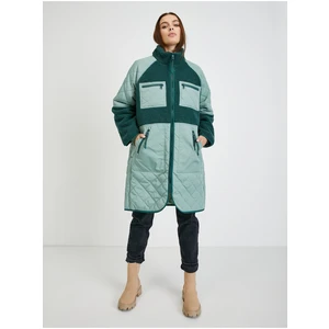 Green Women's Quilted Lightweight Coat with Artificial Fur Tom Tailor D - Women