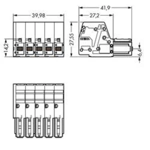 Zásuvkový konektor na kabel WAGO 831-3105/019-004, 41.90 mm, pólů 5, rozteč 7.62 mm, 5 ks