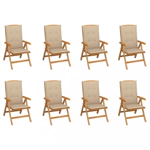 Skládací zahradní židle s poduškami 8 ks teak / látka Dekorhome Béžová,Skládací zahradní židle s poduškami 8 ks teak / látka Dekorhome Béžová