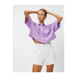 Koton Oversized Crop Shirt Linen Blend