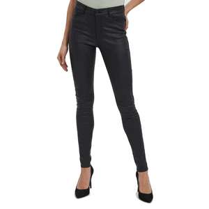 Vero Moda Dámske nohavice VMSEVEN Slim Fit 10138972 Black COATED XS/32