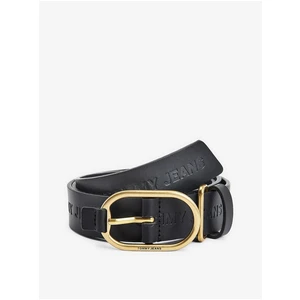 Černá dámský kožený pásek Tommy Jeans Logo Fashion Belt - Dámské