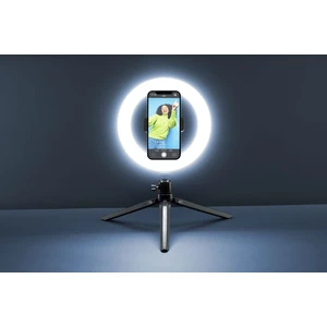 Tripod Cellularline Selfie Ring s LED osvětlením pro selfie fotky a videa, černá