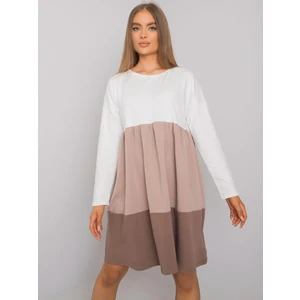 RUE PARIS Beige cotton dress with a dark beige color