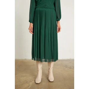 Gusto Tulle Pleated Skirt - Green