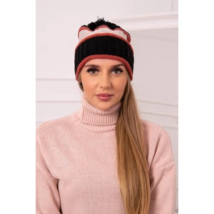 Women's Cap Kinga K297 Black + Deep Pink + Beige