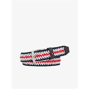 Černo-červený pánský pruhovaný pásek Tommy Hilfiger Adan 3.5 Elasti - Pánské