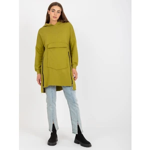 Basic olive green sweatshirt with pocket