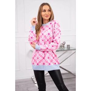 Sweater with geometric motif light pink