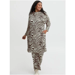 Brown-White Patterned Dress Fransa - Women