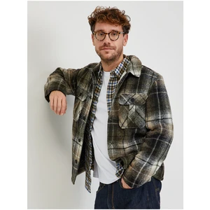 Green men's plaid shirt jacket LERROS - Men