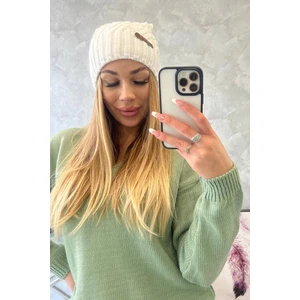 Beanie with fleece Paulina K227 white