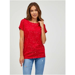 SAM73 Red Women Patterned T-Shirt SAM 73 Heqa - Women