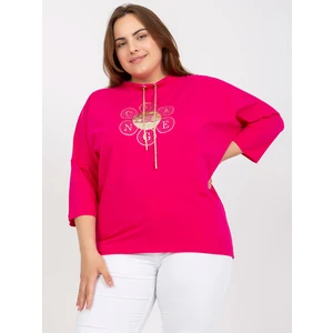 Fuchsia blouse size plus with application of rhinestones