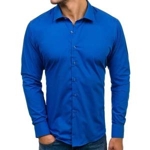 Kobaltová pánska elegantá košeľa s dlhými rukávmi BOLF TS100