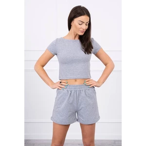 Cotton set with shorts gray