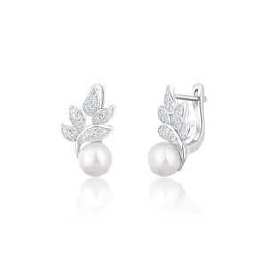 JwL Luxury Pearls Prekrásne strieborné náušnice s pravými perlami a zirkónmi JL0719