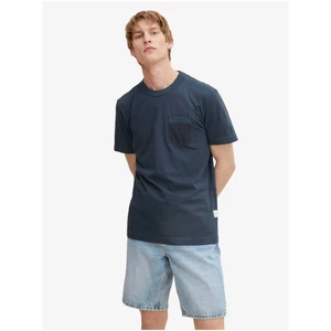 Dark Blue Men's Basic T-Shirt with Tom Tailor Pocket - Men's