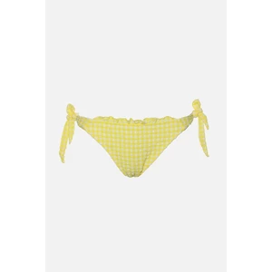 Trendyol Yellow Gingham Textured Tie Detail Bikini Bottoms