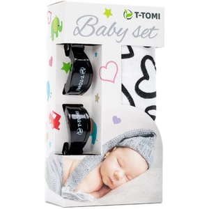 T-TOMI Baby Set Black Hearts dárková sada pro děti 3 ks