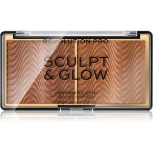 Revolution PRO Sculpt And Glow kontúrovacia a rozjasňujúca paleta odtieň Medium-Deep 8 g