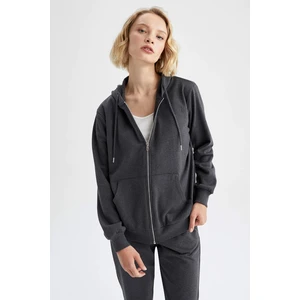 DEFACTO Regular Fit Thin Sweatshirt Fabric Cardigan