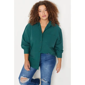 Trendyol Curve Dark Green Boyfriend Woven Shirt