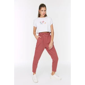 Trendyol Dried Rose High Waist Elastic Waist Relaxed Mom Jeans