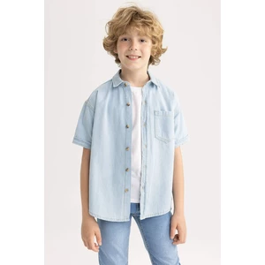 DEFACTO Boy Oversize Fit Polo Collar Jean Shirt