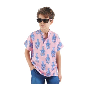 Mushi Lobster Boys Pink Short Sleeve Summer Shirt