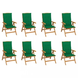 Skládací zahradní židle s poduškami 8 ks teak / látka Dekorhome Tmavě zelená,Skládací zahradní židle s poduškami 8 ks teak / látka Dekorhome Tmavě zel