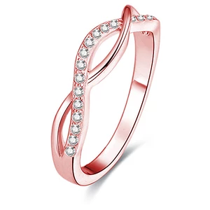 Beneto Růžově pozlacený stříbrný prsten s krystaly AGG191 56 mm