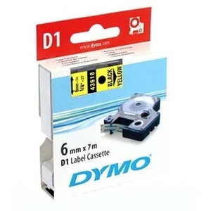 Dymo D1 43618, S0720790, 6 mm x 7m, čierna tlač/žltý podklad, originálna páska