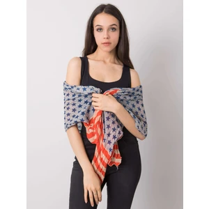 Blue and red patterned scarf