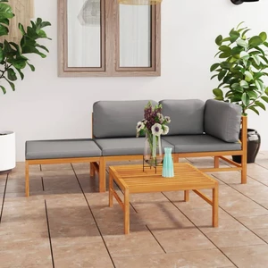 Zahradní sedací souprava 4ks masivní teak Dekorhome Šedá,Zahradní sedací souprava 4ks masivní teak Dekorhome Šedá