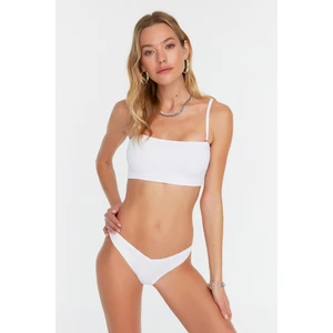 Trendyol White Textured V Cut Bikini Bottoms