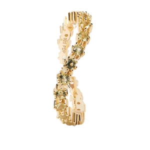 PDPAOLA Elegantní pozlacený prsten se zirkony GREEN TIDE Gold AN01-461 56 mm