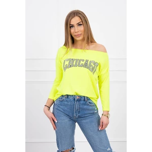 Blouse with print Chicago yellow neon